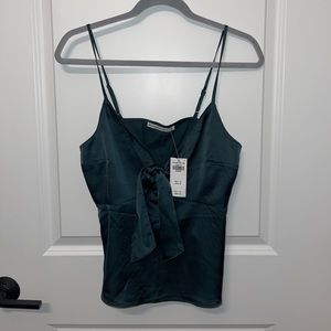 NEW WITH TAGS Abercrombie emerald silky tank w/ front bow detail